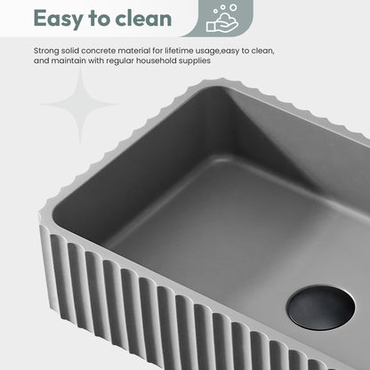 Vinnova Sao Paulo Grey Concrete Rectangular Vessel Bathroom Sink