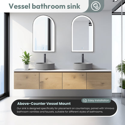 Vinnova Lagos Grey Concrete Circular Vessel Bathroom Sink