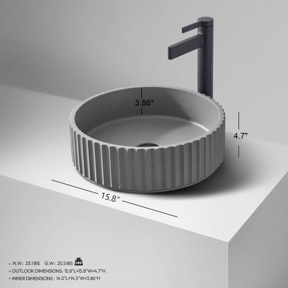 Vinnova Lagos Grey Concrete Circular Vessel Bathroom Sink