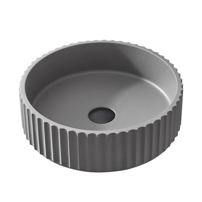 Vinnova Lagos Grey Concrete Circular Vessel Bathroom Sink