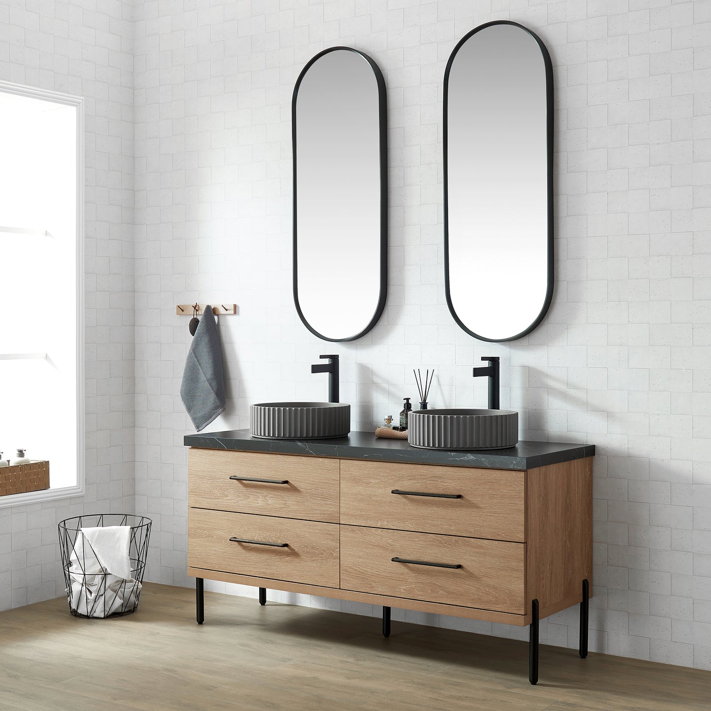 Vinnova Lagos Grey Concrete Circular Vessel Bathroom Sink