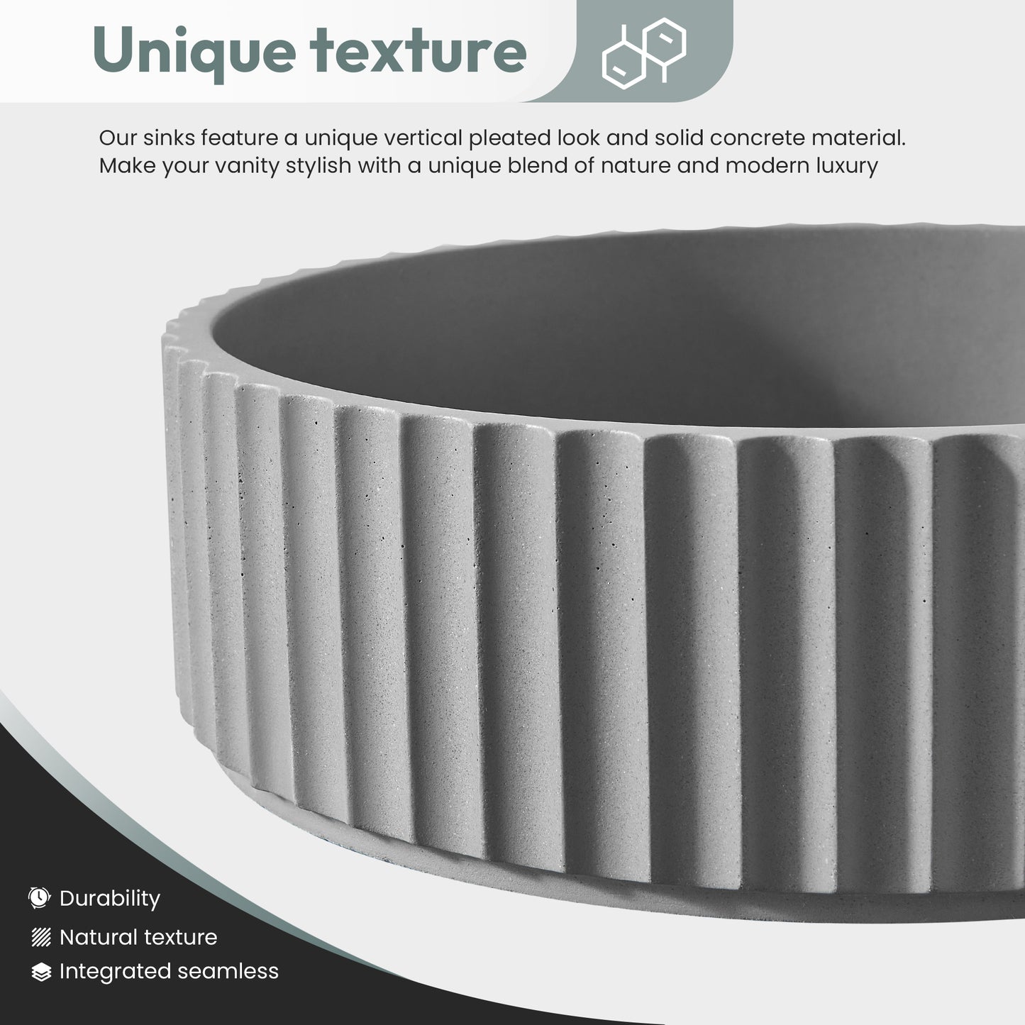 Vinnova Lagos Grey Concrete Circular Vessel Bathroom Sink