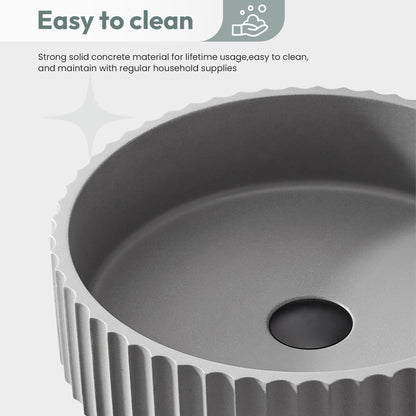Vinnova Lagos Grey Concrete Circular Vessel Bathroom Sink
