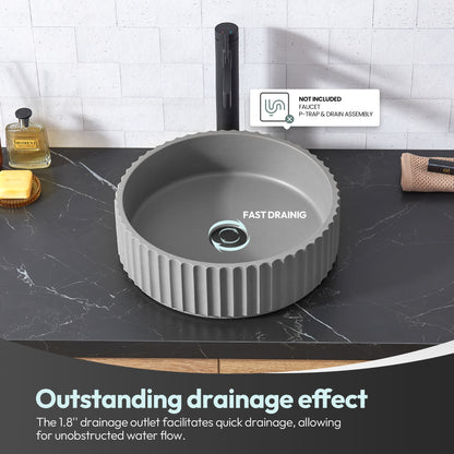 Vinnova Lagos Grey Concrete Circular Vessel Bathroom Sink