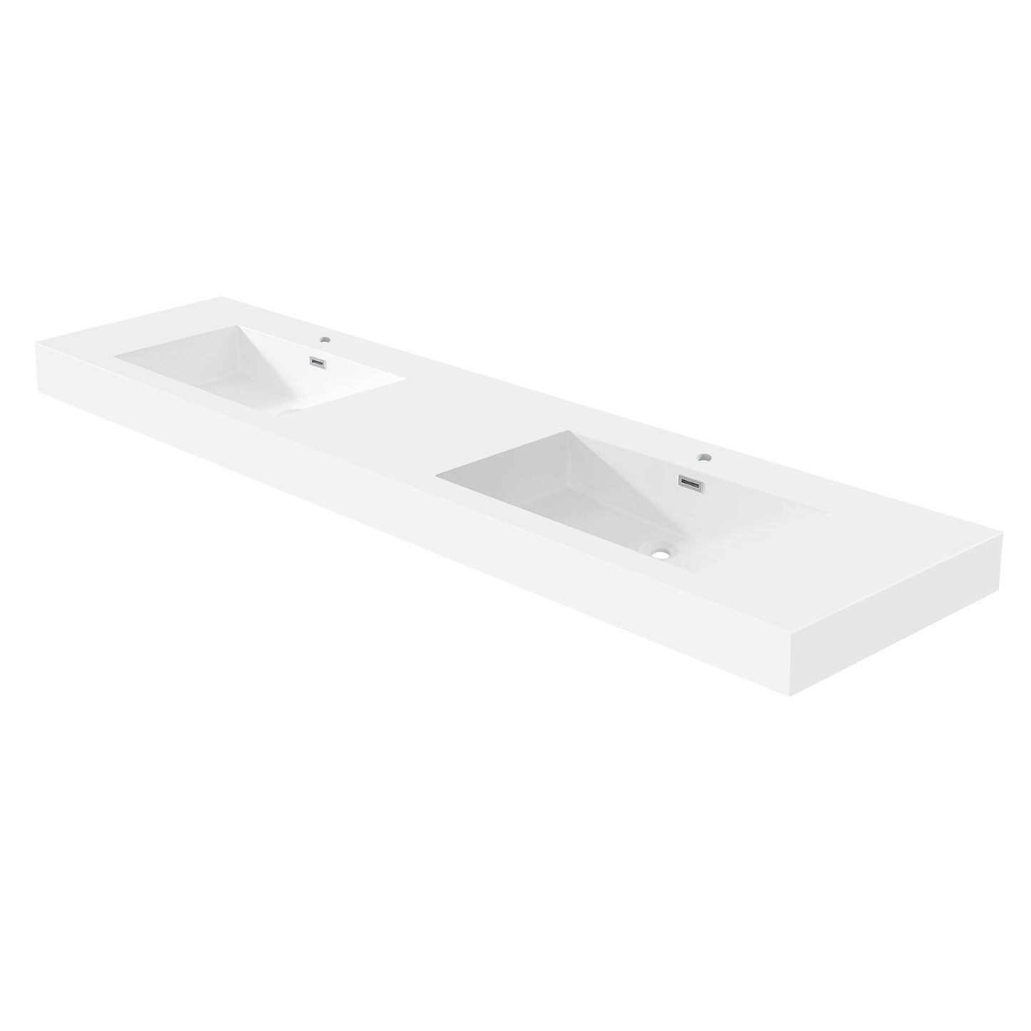 Vinnova Ablitas 84" Rectangular White Composite Granite Stone Console Bathroom Vanity Sink