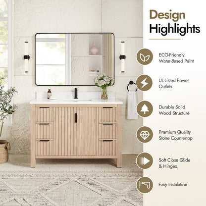 Shenzhen 48" Single Sink Bath Vanity in Aged Natural Oak