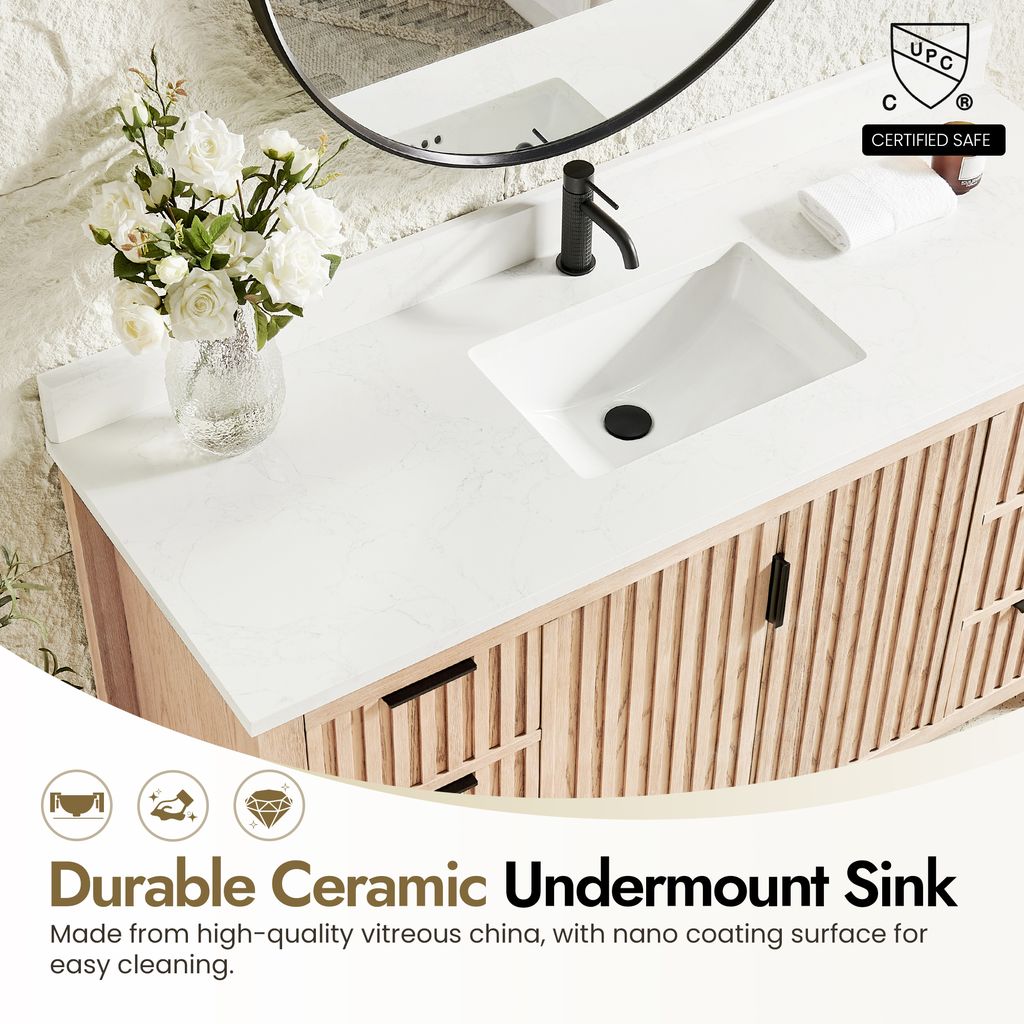 Shenzhen 60" Single Sink Bath Vanity in Aged Natural Oak