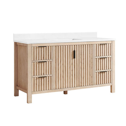Shenzhen 60" Single Sink Bath Vanity in Aged Natural Oak