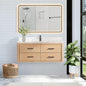 Cristo 48" Floating Single Bath Vanity in Fir Wood Brown with Fish Maw White Quartz Stone Top