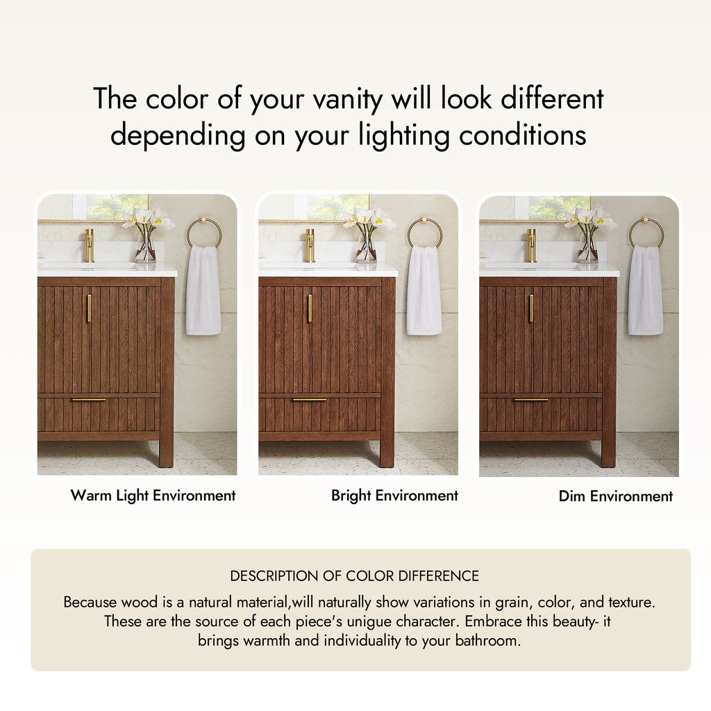 Shenzhen 30" Single Sink Bath Vanity in Aged Dark Brown Oak