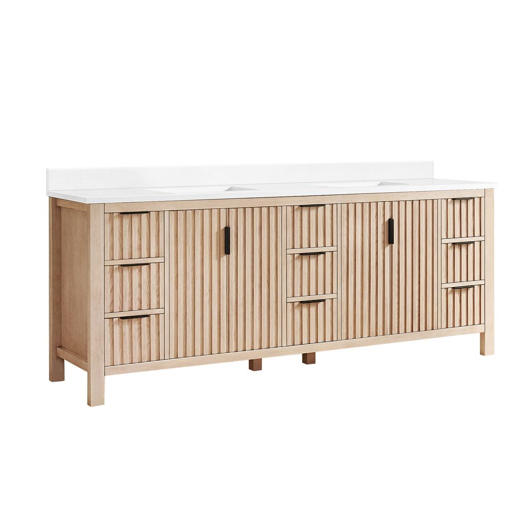 Shenzhen 84" Double Sink Bath Vanity in Aged Natural Oak