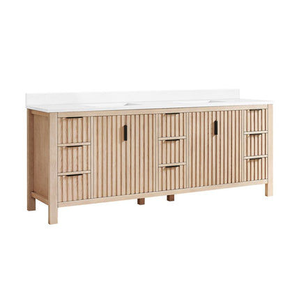 Shenzhen 84" Double Sink Bath Vanity in Aged Natural Oak