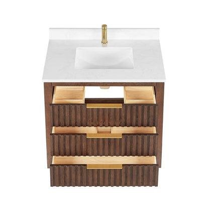 Shenzhen 36" Single Sink Bath Vanity in Aged Dark Brown Oak