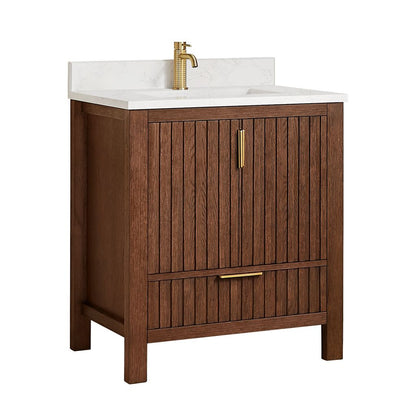 Shenzhen 30" Single Sink Bath Vanity in Aged Dark Brown Oak