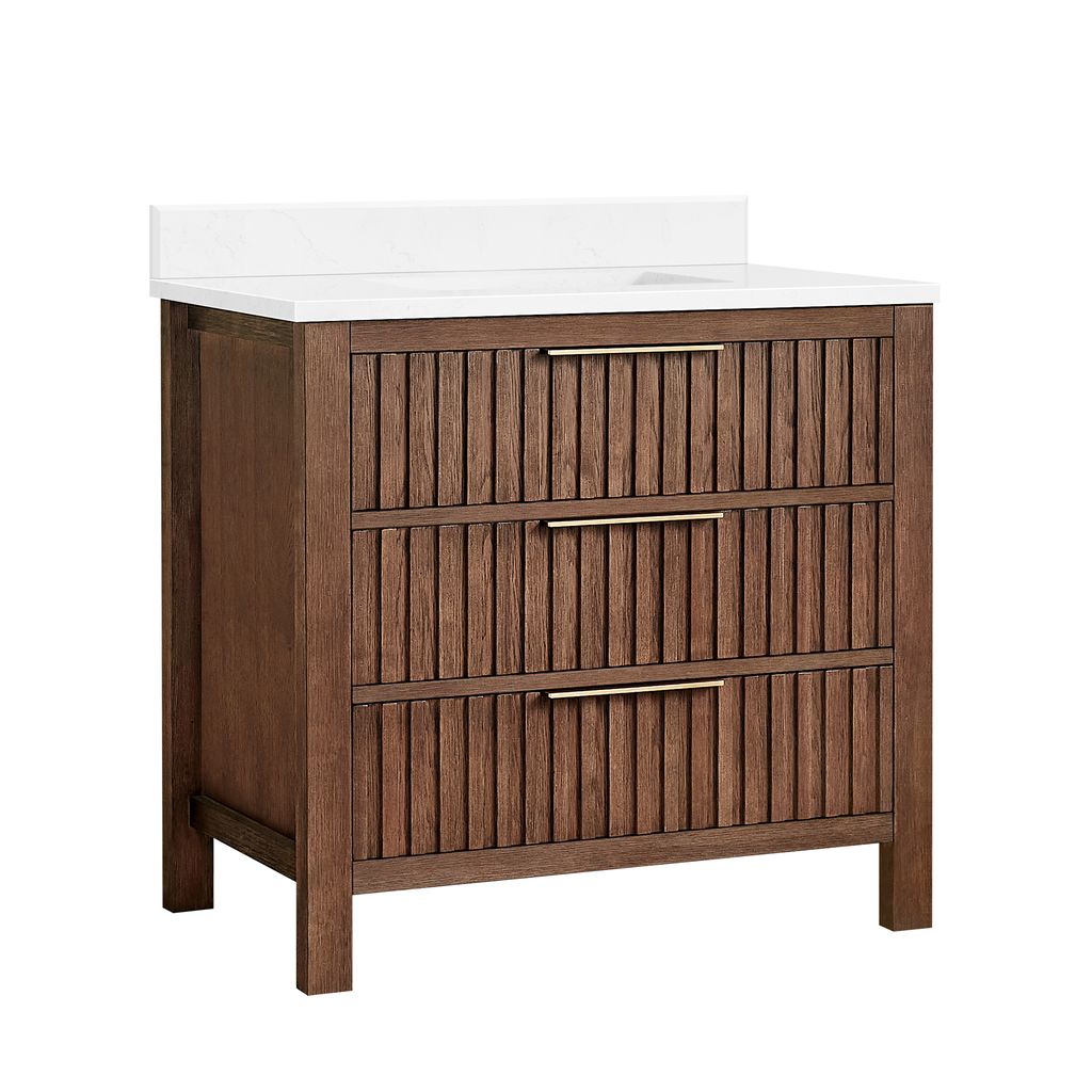 Shenzhen 36" Single Sink Bath Vanity in Aged Dark Brown Oak