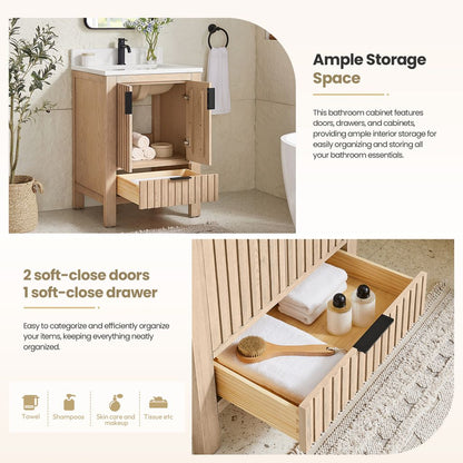 Shenzhen 24" Single Sink Bath Vanity in Aged Natural Oak
