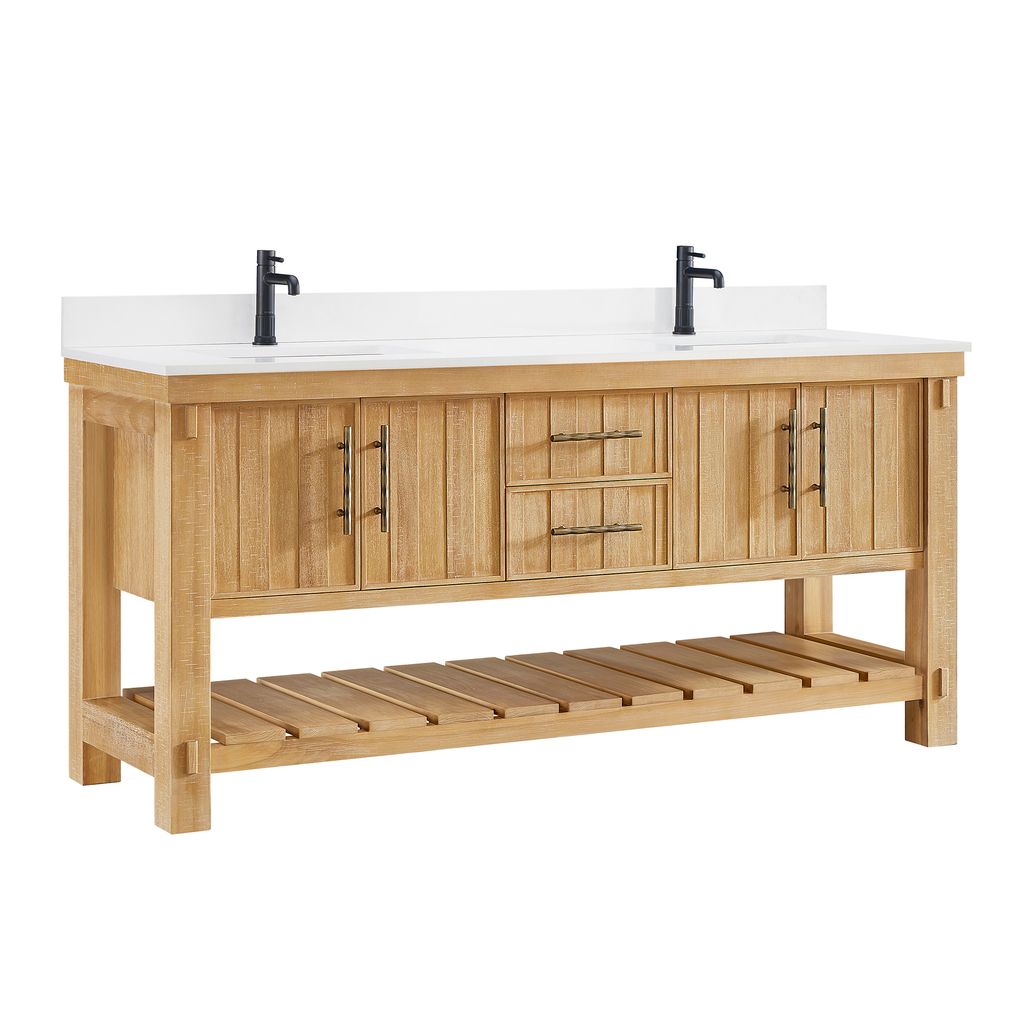 Paris 72" Free-standing Double Bath Vanity in Acacia Classic Grey