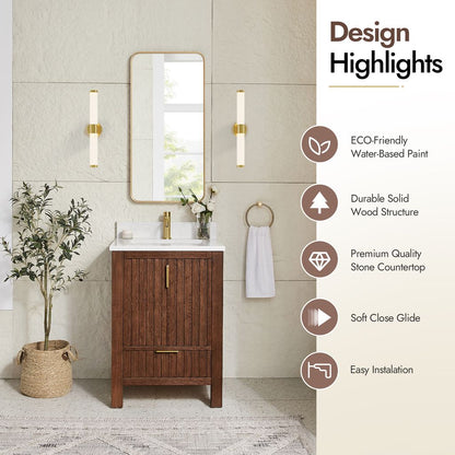 Shenzhen 24" Single Sink Bath Vanity in Aged Dark Brown Oak