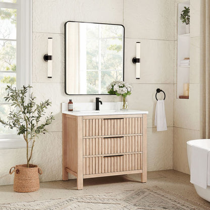 Shenzhen 36" Single Sink Bath Vanity in Aged Natural Oak