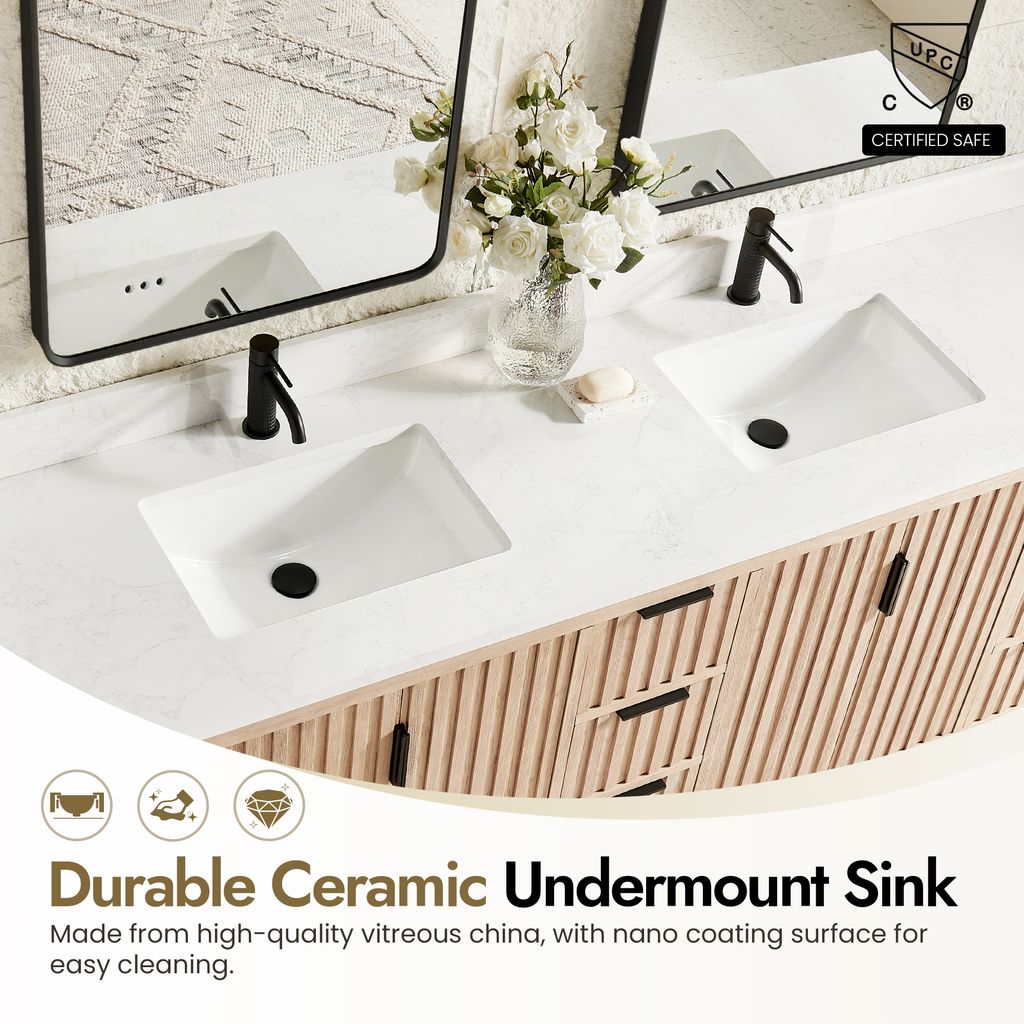 Shenzhen 84" Double Sink Bath Vanity in Aged Natural Oak
