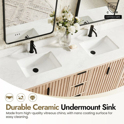 Shenzhen 84" Double Sink Bath Vanity in Aged Natural Oak