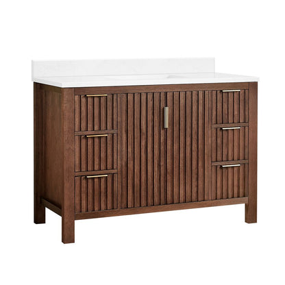 Shenzhen 48" Single Sink Bath Vanity in Aged Dark Brown Oak