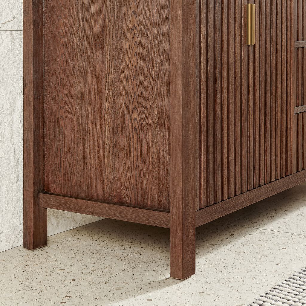 Shenzhen 60" Single Sink Bath Vanity in Aged Dark Brown Oak