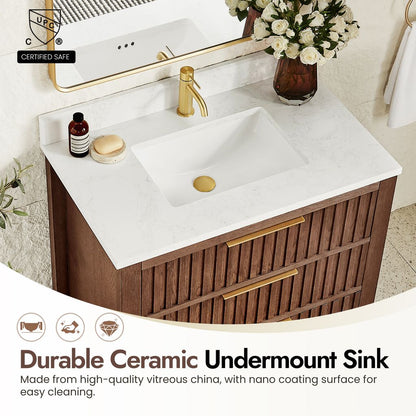 Shenzhen 36" Single Sink Bath Vanity in Aged Dark Brown Oak