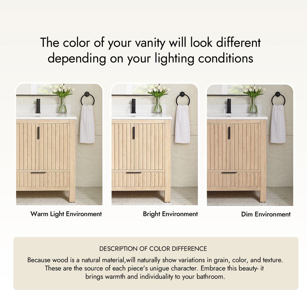 Shenzhen 24" Single Sink Bath Vanity in Aged Natural Oak