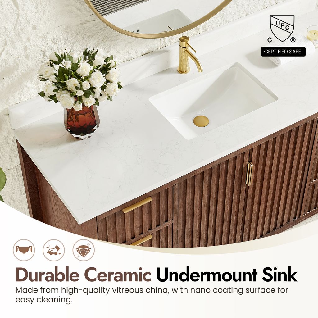Shenzhen 60" Single Sink Bath Vanity in Aged Dark Brown Oak