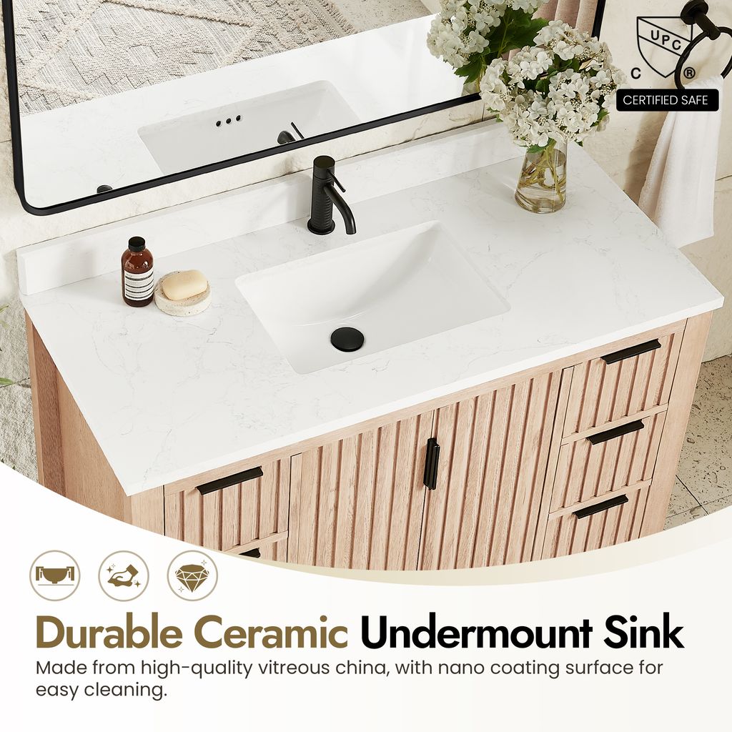 Shenzhen 48" Single Sink Bath Vanity in Aged Natural Oak