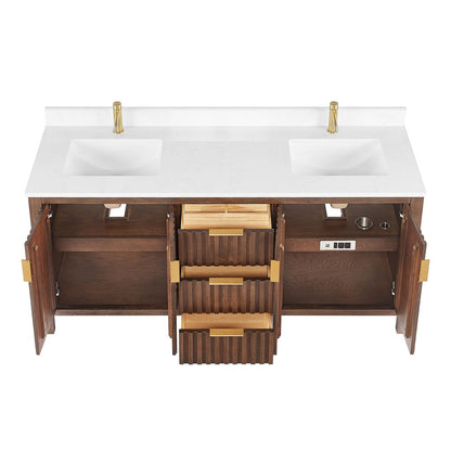Shenzhen 72" Double Sink Bath Vanity in Aged Dark Brown Oak