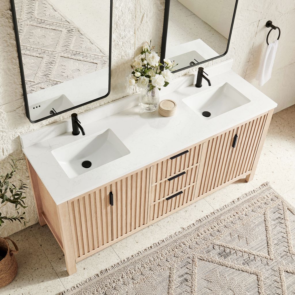 Shenzhen 72" Double Sink Bath Vanity in Aged Natural Oak