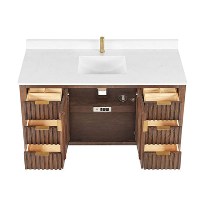Shenzhen 60" Single Sink Bath Vanity in Aged Dark Brown Oak