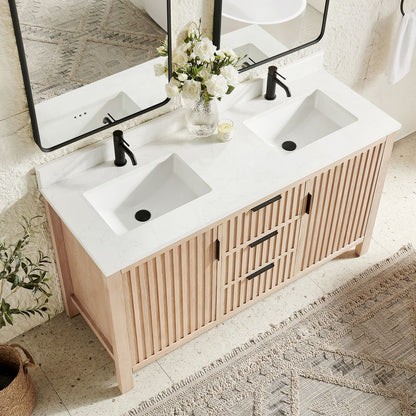 Shenzhen 60M" Double Sink Bath Vanity in Aged Natural Oak