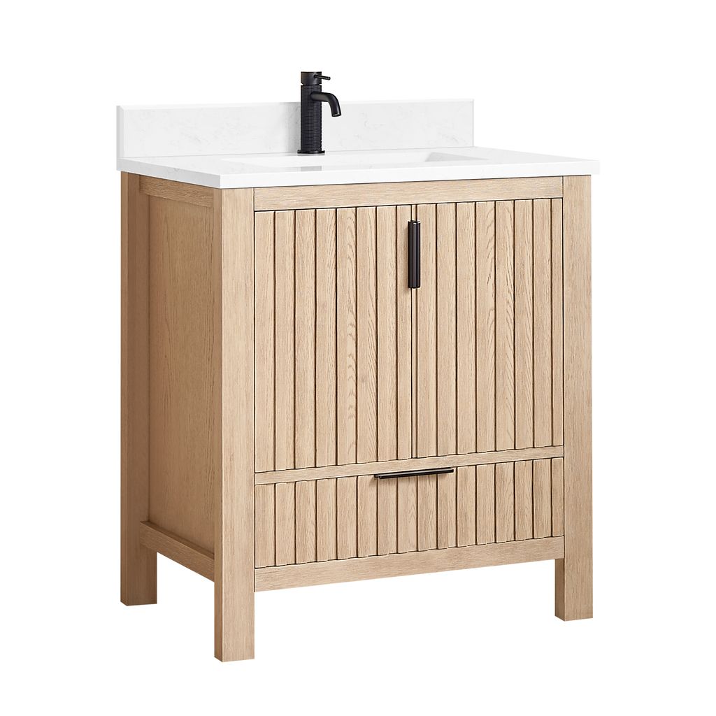 Shenzhen 30" Single Sink Bath Vanity in Aged Natural Oak
