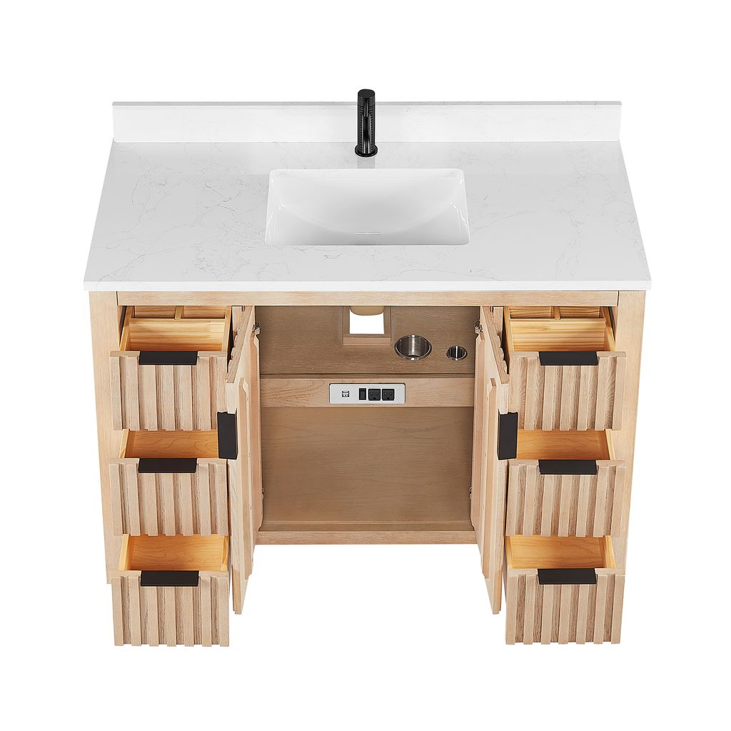 Shenzhen 48" Single Sink Bath Vanity in Aged Natural Oak