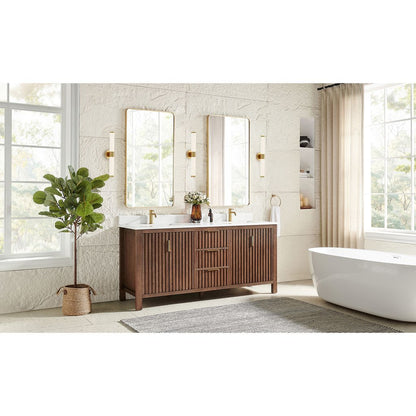 Shenzhen 72" Double Sink Bath Vanity in Aged Dark Brown Oak