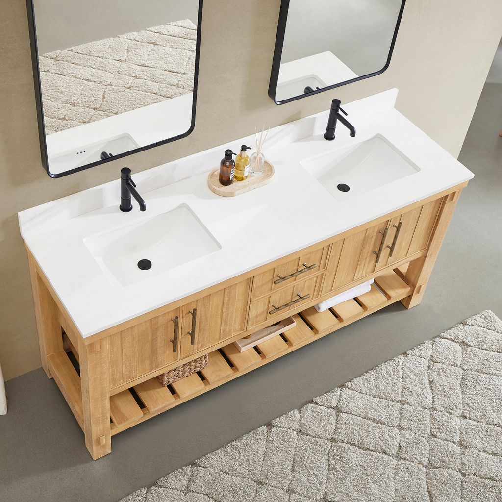 Paris 72" Free-standing Double Bath Vanity in Acacia Classic Grey