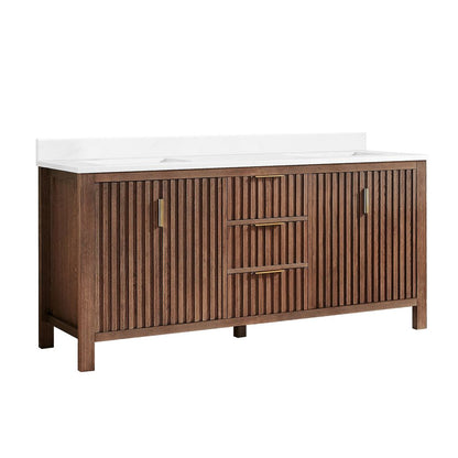 Shenzhen 72" Double Sink Bath Vanity in Aged Dark Brown Oak