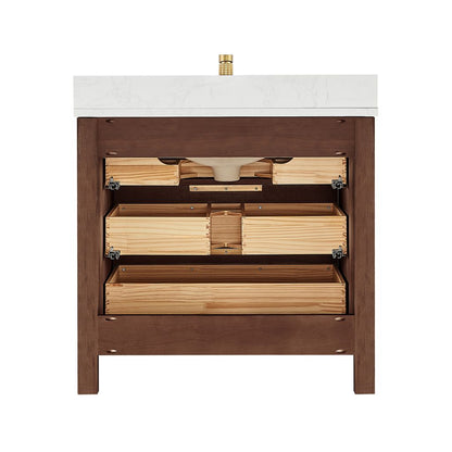 Shenzhen 36" Single Sink Bath Vanity in Aged Dark Brown Oak