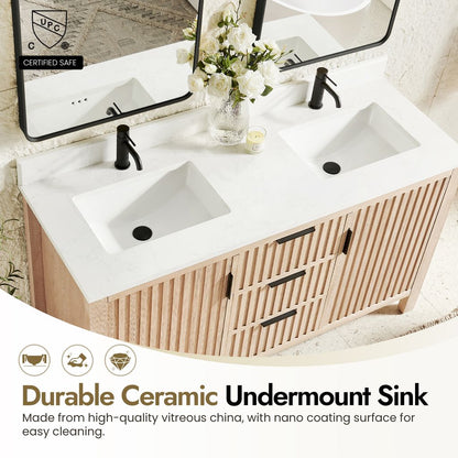 Shenzhen 60M" Double Sink Bath Vanity in Aged Natural Oak