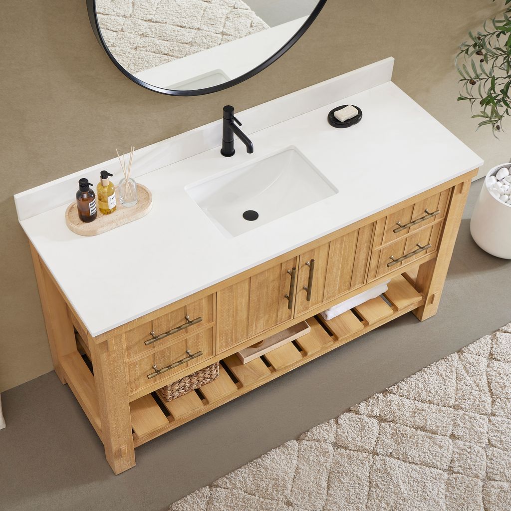 Paris 60" Free-standing Single Bath Vanity in Acacia Classic Grey