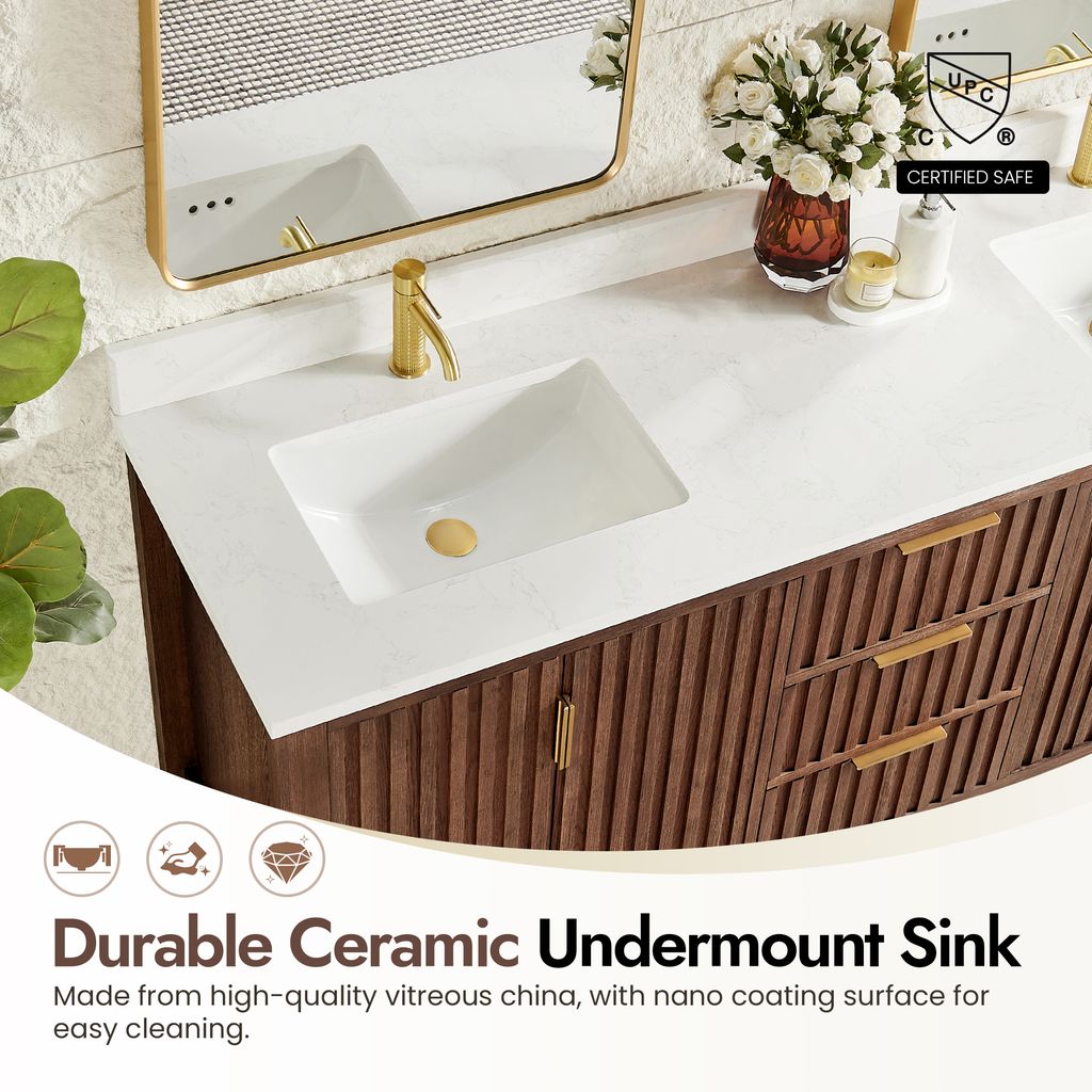 Shenzhen 72" Double Sink Bath Vanity in Aged Dark Brown Oak