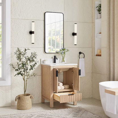 Shenzhen 24" Single Sink Bath Vanity in Aged Natural Oak