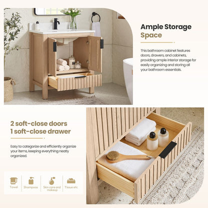 Shenzhen 30" Single Sink Bath Vanity in Aged Natural Oak