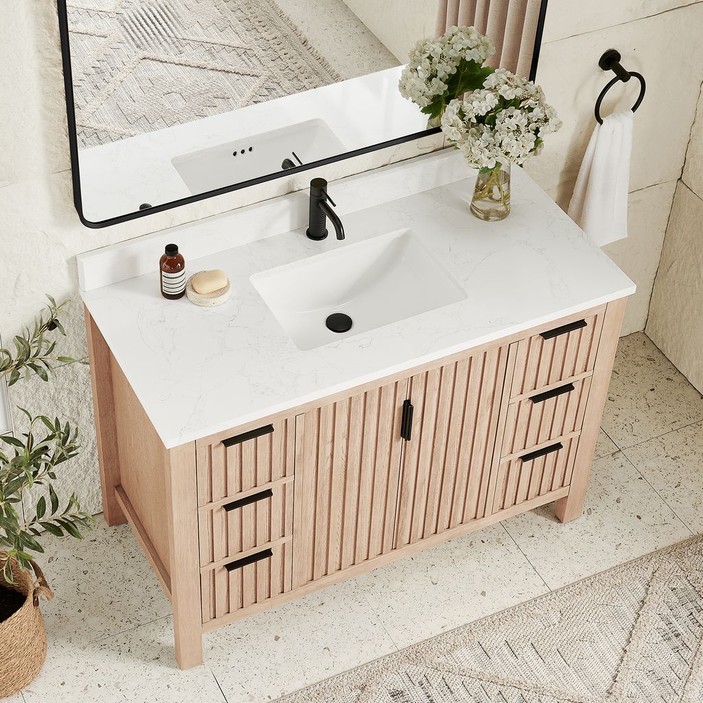 Shenzhen 48" Single Sink Bath Vanity in Aged Natural Oak
