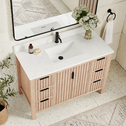 Shenzhen 48" Single Sink Bath Vanity in Aged Natural Oak