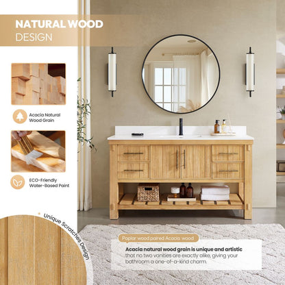 Paris 60" Free-standing Single Bath Vanity in Acacia Classic Grey