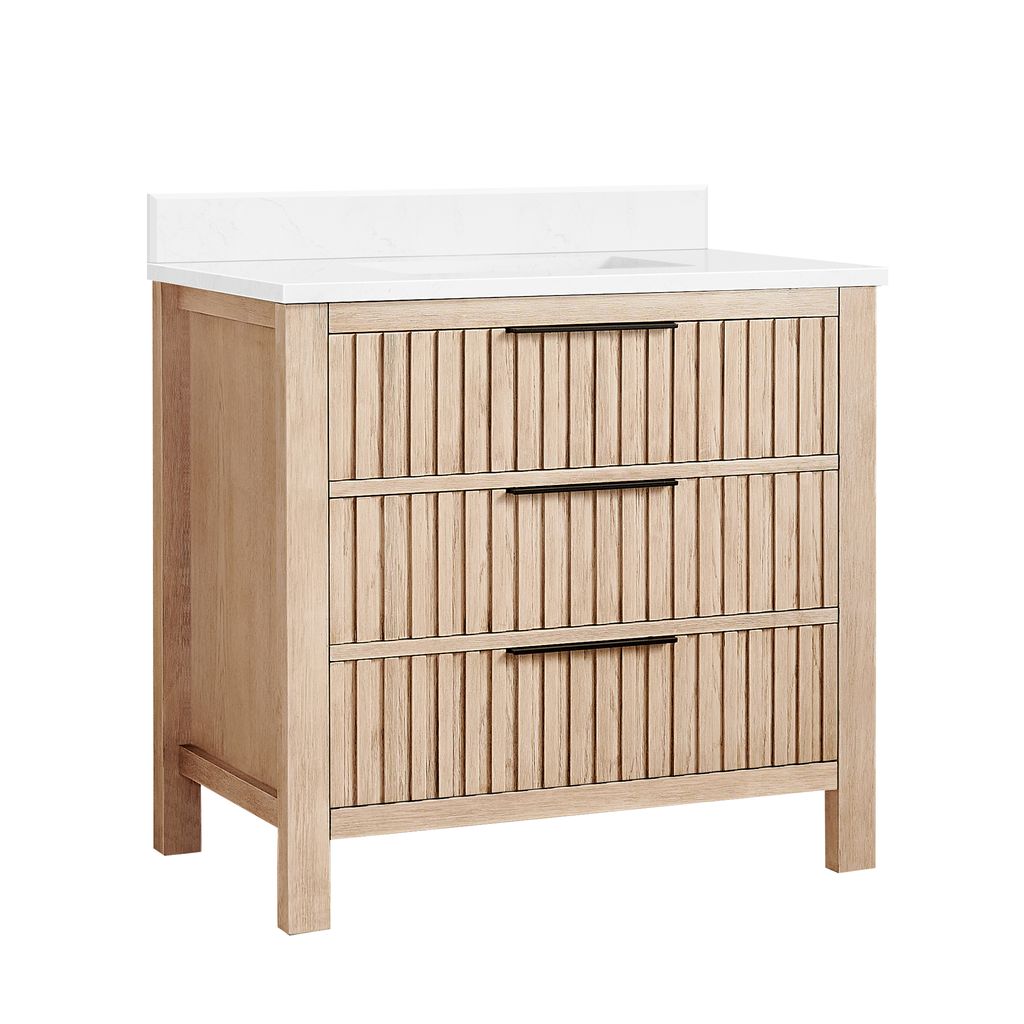 Shenzhen 36" Single Sink Bath Vanity in Aged Natural Oak